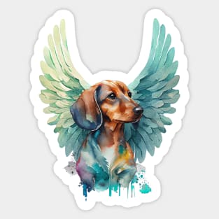 Watercolor Dachshund Angel 2 Sticker